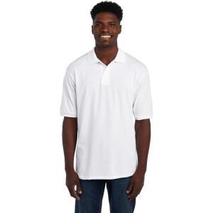 Jerzees Men’s Short Sleeve Polo Shirts, Cotton Blend, Two Button Closure, Regular Fit, Sizes S-5x(White – Spotshield)