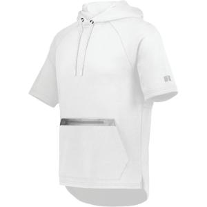 Russell Athletic Legend Tech Fleece Hoodie – Warm, Breathable Cage Jacket with Pocket – Outdoor & Everyday Comfort!(White/Grid Iron Silver)