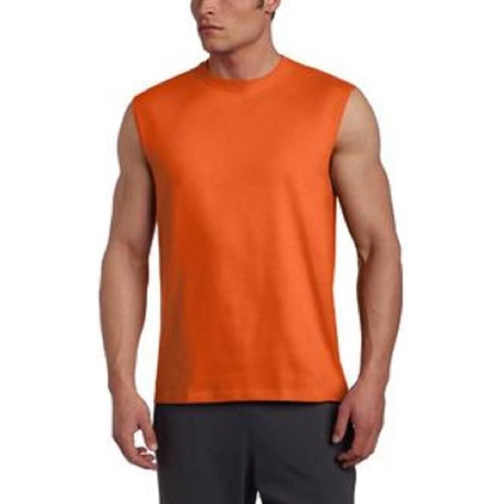 imageRussell Athletic Mens DriPower Cotton Blend Sleeveless Muscle Shirts Moisture Wicking Odor Protection UPF 30 Sizes S4XBasic Burnt Orange