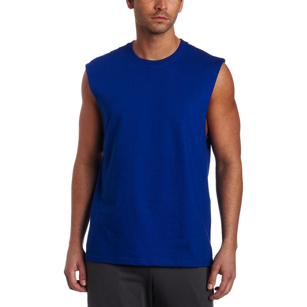 imageRussell Athletic Mens DriPower Cotton Blend Sleeveless Muscle Shirts Moisture Wicking Odor Protection UPF 30 Sizes S4XBasic Royal