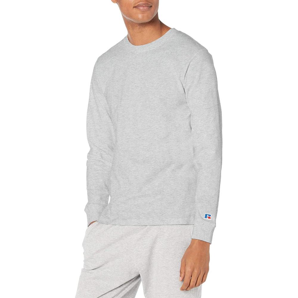 imageRussell Athletic Mens Soft 100 Cotton Midweight Long Sleeve TShirtBlack