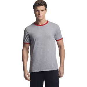 Russell Athletic Men’s Cotton Performance Ringer T-Shirt(Oxford/True Red)