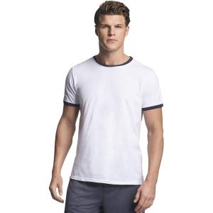 Russell Athletic Men’s Cotton Performance Ringer T-Shirt(White/Black Heather)