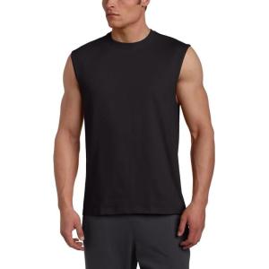 Russell Athletic Men’s Dri-Power Cotton Blend Sleeveless Muscle Shirts, Moisture Wicking Odor Protection UPF 30+, Sizes S-4X(Basic Black)