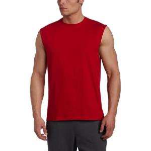 Russell Athletic Men’s Dri-Power Cotton Blend Sleeveless Muscle Shirts, Moisture Wicking Odor Protection UPF 30+, Sizes S-4X(Basic True Red)