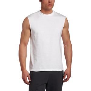 Russell Athletic Men’s Dri-Power Cotton Blend Sleeveless Muscle Shirts, Moisture Wicking Odor Protection UPF 30+, Sizes S-4X(Basic White)