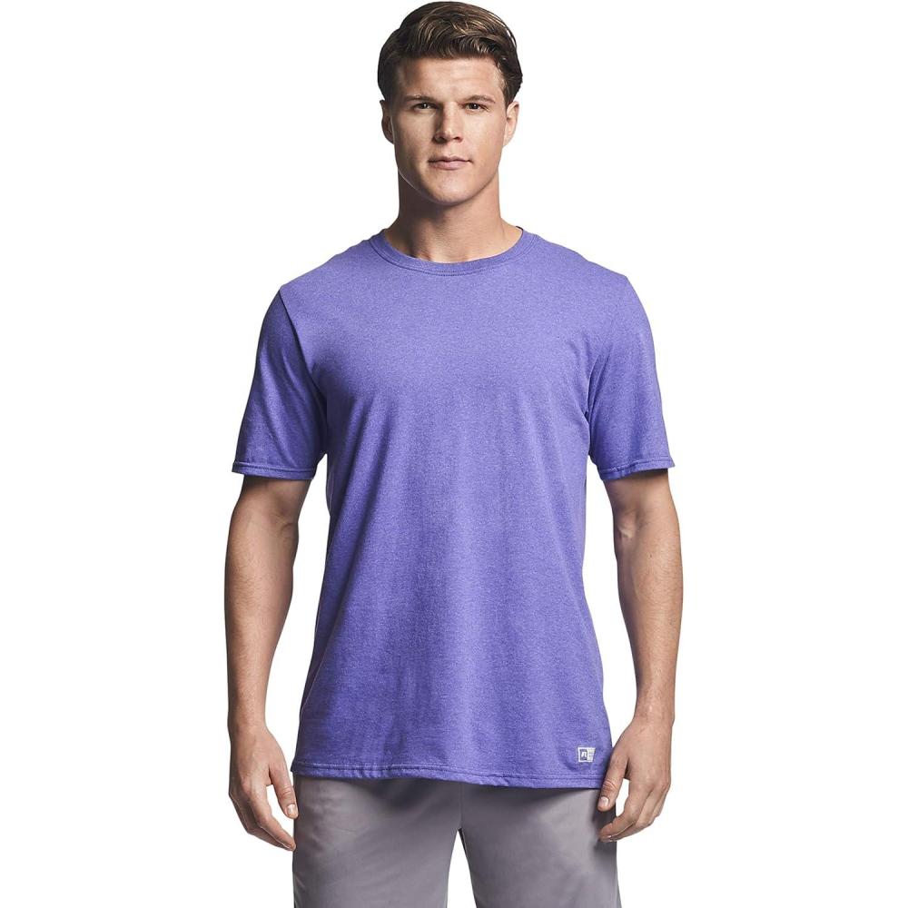 imageRussell Athletic Mens DriPower Cotton Blend Short Sleeve TShirts Moisture Wicking Odor Protection UPF 30 Sizes S4XRetro Heather Purple
