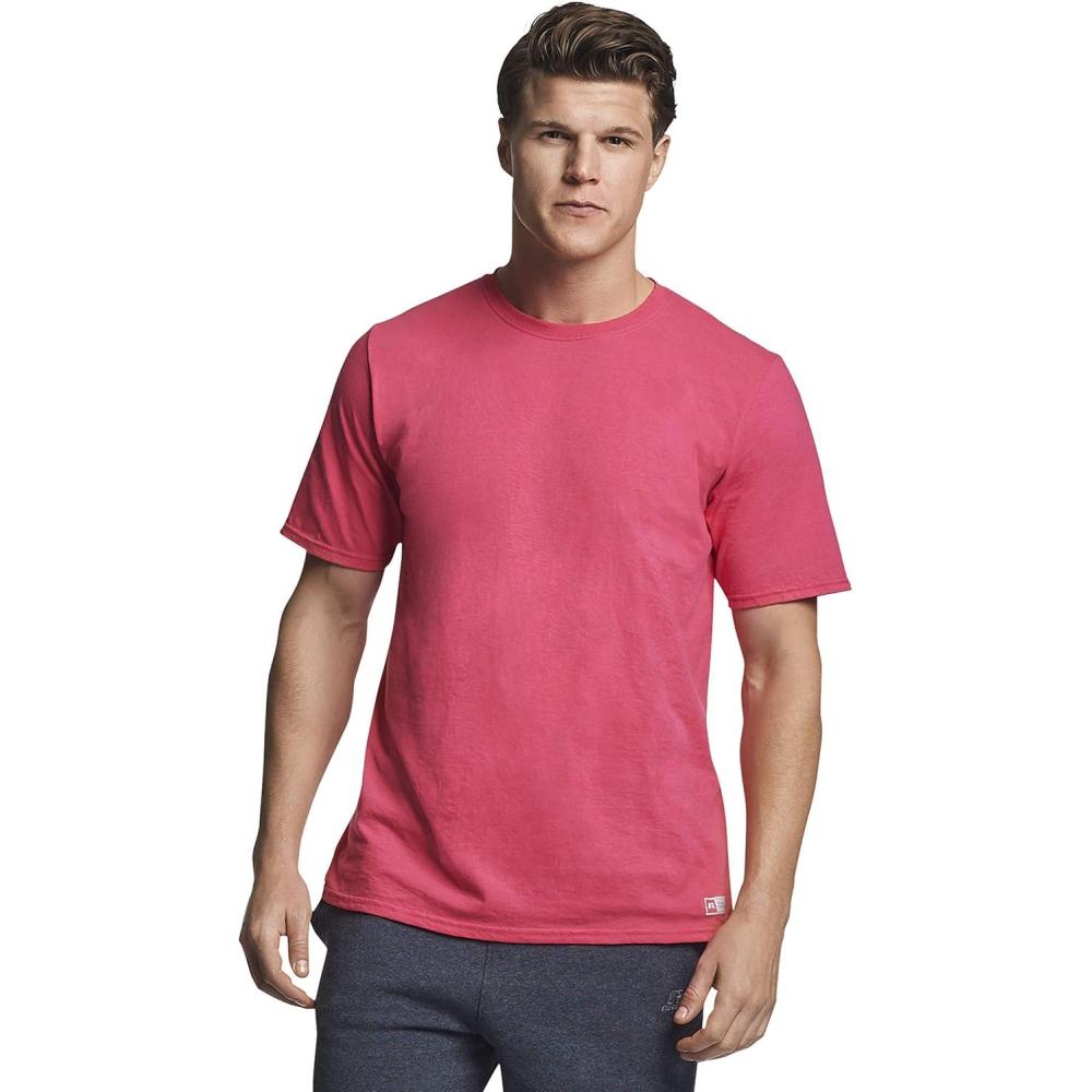 imageRussell Athletic Mens DriPower Cotton Blend Short Sleeve TShirts Moisture Wicking Odor Protection UPF 30 Sizes S4XWatermelon Pink
