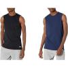 Russell Athletic Men’s Cotton Performance Sleeveless Muscle T-Shirt(2 Pack – Black/Navy)