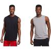 Russell Athletic Men’s Cotton Performance Sleeveless Muscle T-Shirt(2-pack – Black/Oxford)