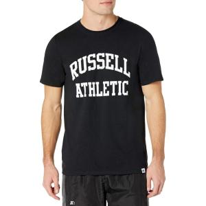 Russell Athletic Men’s Dri-Power Cotton Blend Short Sleeve T-Shirts, Moisture Wicking, Odor Protection, UPF 30+, Sizes S-4X(Black – Arch)