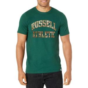 Russell Athletic Men’s Dri-Power Cotton Blend Short Sleeve T-Shirts, Moisture Wicking, Odor Protection, UPF 30+, Sizes S-4X(Dark Green – Felt Camo Arch)