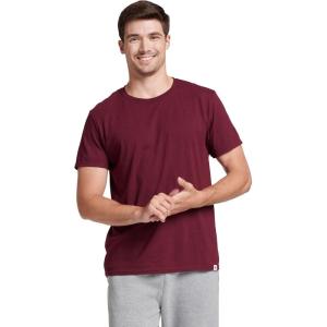Russell Athletic Men’s Dri-Power Cotton Blend Short Sleeve T-Shirts, Moisture Wicking, Odor Protection, UPF 30+, Sizes S-4X(Maroon)