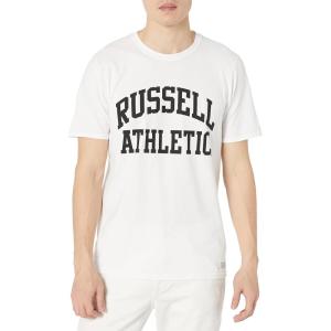 Russell Athletic Men’s Dri-Power Cotton Blend Short Sleeve T-Shirts, Moisture Wicking, Odor Protection, UPF 30+, Sizes S-4X(White – Arch)