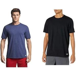 Russell Athletic Men’s Cotton Performance Short Sleeve T-Shirt, 2 Pack: Black/Vintage Heather Navy, L