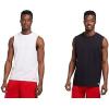 Russell Athletic Men’s Cotton Performance Sleeveless Muscle T-Shirt, white/black, Small