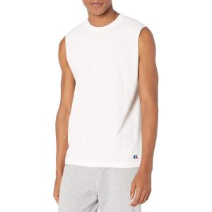Russell Athletic Mens Soft 100% Cotton Midweight Sleeveless Muscle T-Shirt(White)