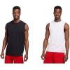 Russell Athletic Men’s Cotton Performance Sleeveless Muscle T-Shirt, black/white, XX-Large