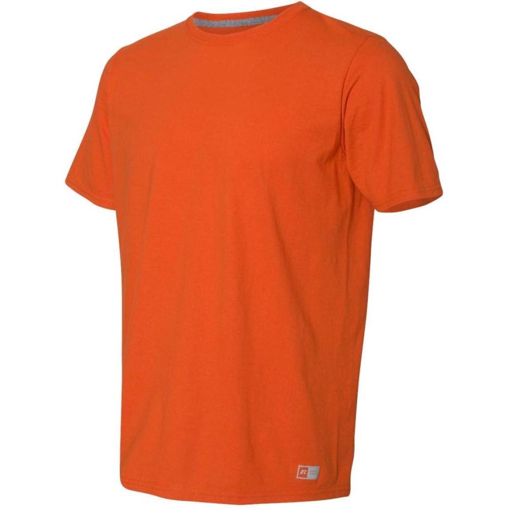 image:imageRussell Athletic Mens Soft 100 Cotton Midweight TShirtLight Orange