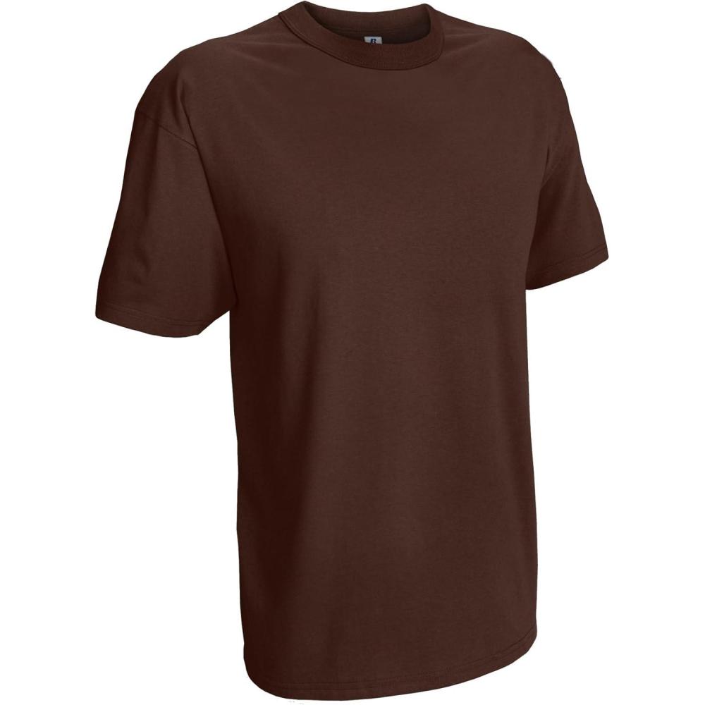 image:imageRussell Athletic Mens Soft 100 Cotton Midweight TShirtSeal Brown