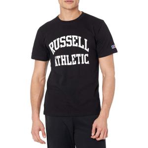 Russell Athletic Mens Soft 100% Cotton Midweight T-Shirt(Arch Graphic – Black)