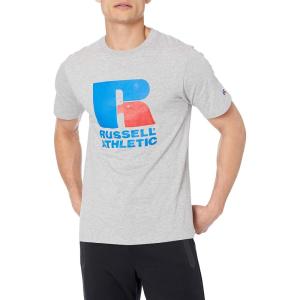Russell Athletic Mens Soft 100% Cotton Midweight T-Shirt(Eagle R Graphic – Oxford)