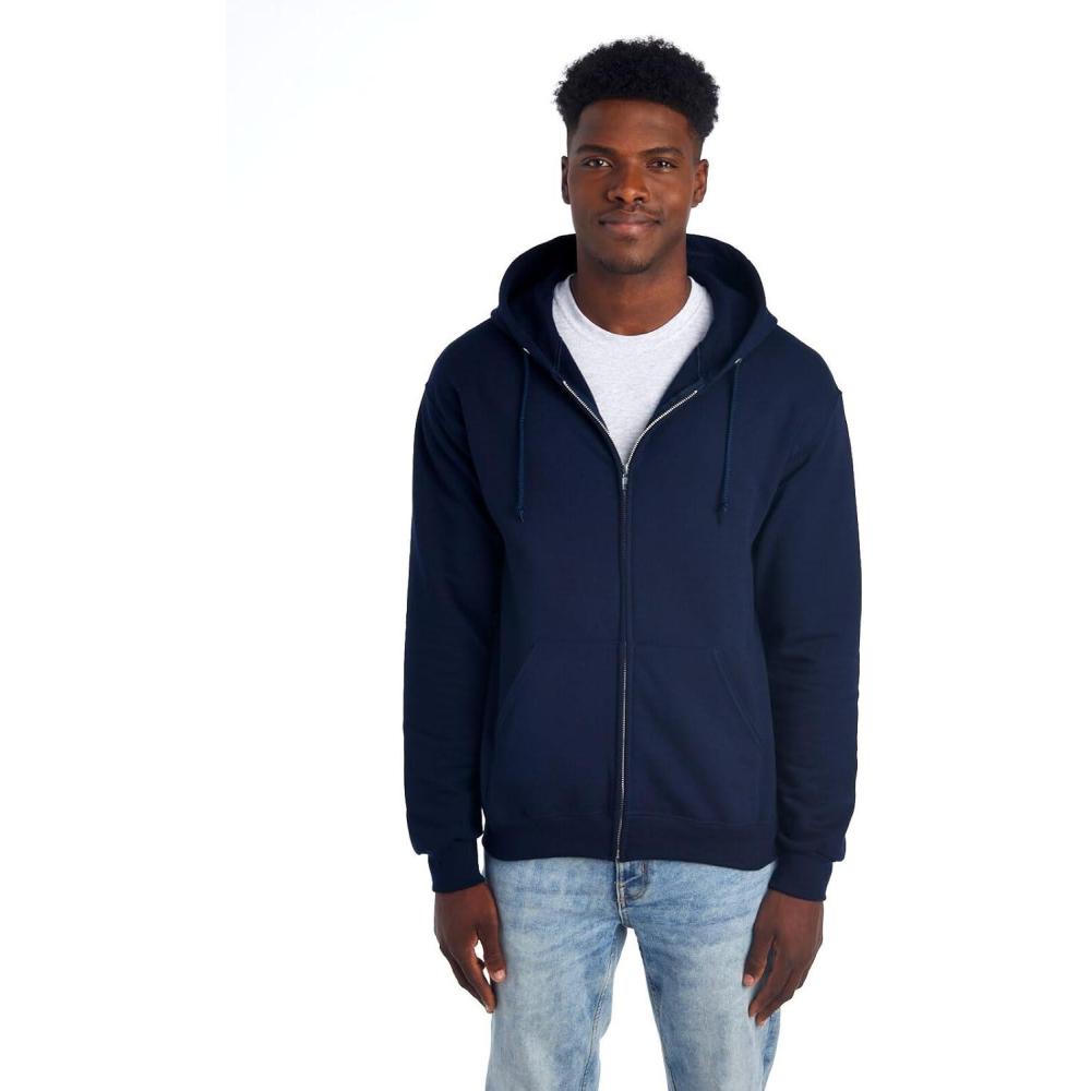 image:imageJerzees Mens NuBlend Fleece Hoodies amp Sweatshirts Cotton Blend Sizes S3XFull Zip  Navy