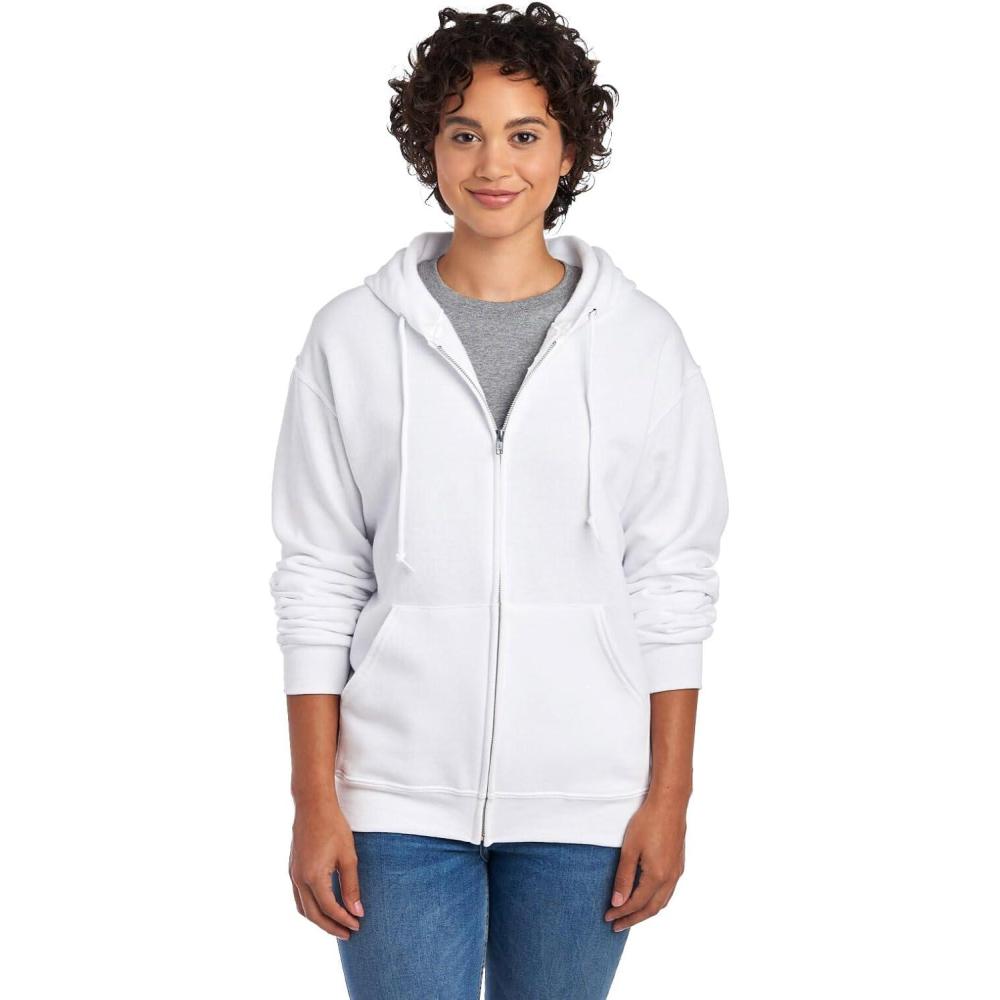 image:imageJerzees Mens NuBlend Fleece Hoodies amp Sweatshirts Cotton Blend Sizes S3XFull Zip  White
