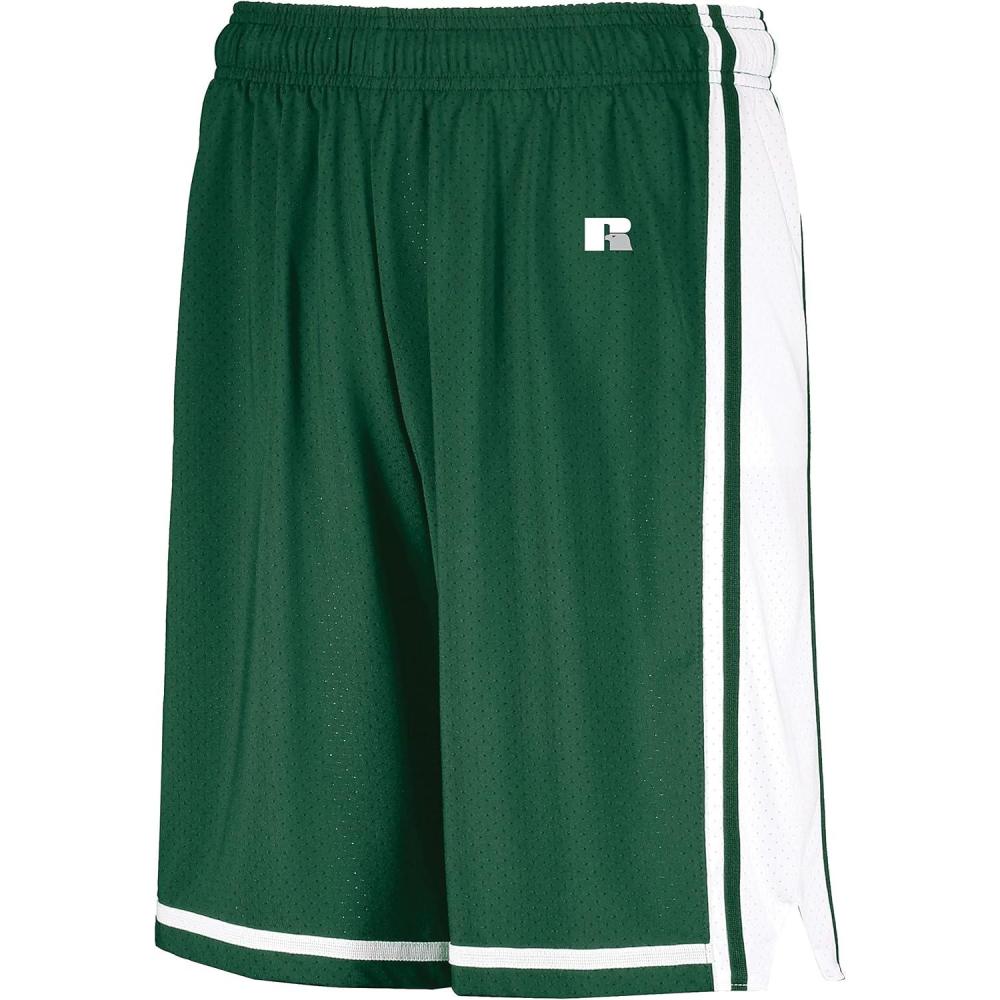 image:imageRussell Athletic Mens Legacy Mens Basketball ShortsDark GreenWhite