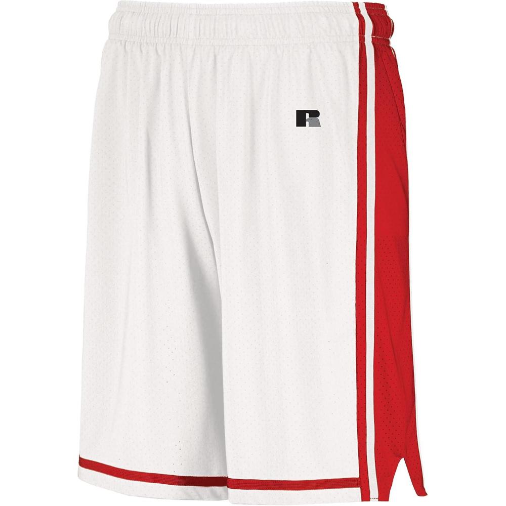 image:imageRussell Athletic Mens Legacy Mens Basketball ShortsWhiteTrue Red