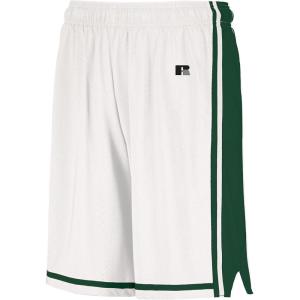 Russell Athletic Mens Legacy Men’s Basketball Shorts(White/Dark Green)