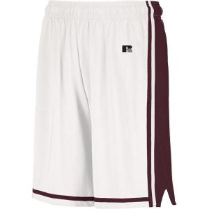 Russell Athletic Mens Legacy Men’s Basketball Shorts(White/Maroon)