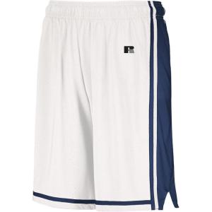 Russell Athletic Mens Legacy Men’s Basketball Shorts(White/Navy)
