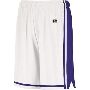 Russell Athletic Mens Legacy Men’s Basketball Shorts(White/Purple)
