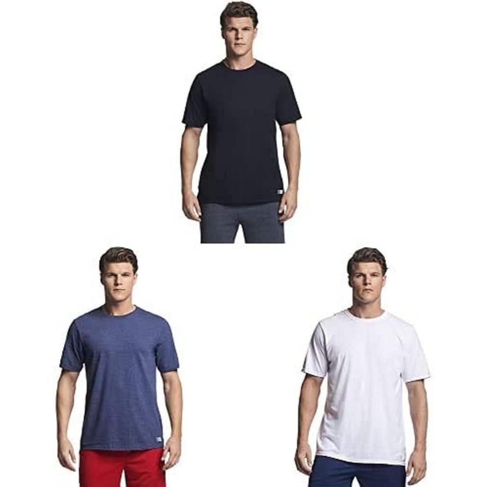 image:imageRussell Athletic Mens Cotton Performance Short Sleeve FashiontShirts BlackVintage Heather NavyWhite Small US